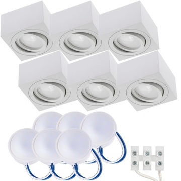 6x Oprawa Natynkowa HALOGENOWA TUBA LED + LED 7W