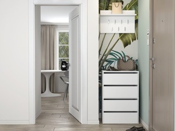 ШКАФ ДЛЯ ОБУВИ, КОМОД, КНИЖНЫЙ ШКАФ, СТОЛБ, ПОЛКА ДЛЯ ОБУВИ, МАТОВАЯ БЕЛАЯ МЕБЕЛЬ, 60 см