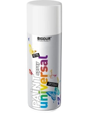 SPRAY SPREJ BIAŁY POŁYSK RAL 9010 BIODUR SZYBKOSCHNĄCY FARBA EMALIA 400ML