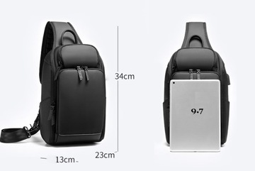 Plecak na jedno ramię laptop tablet USB (I305)