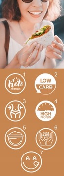 WRAP KETO TORTILLA wersja XXL 7 placków - dla diabetyków cukrzyków Low Carb