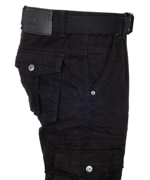 spodnie BOJÓWKI CZARNE ITENO PASEK GRATIS W38 100c
