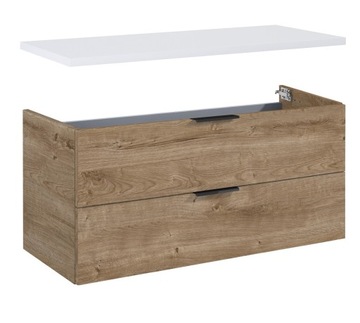 KOMPLET SZAFKA ŁAZIENKOWA Z BLATEM DĄB / BIAŁY FRAME 100 CM ZESTAW
