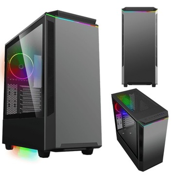 OBUDOWA TOWER MIDI ATX PC KOMPUTEROWA CZARNA USB ARGB DO KOMPUTERA GAMING