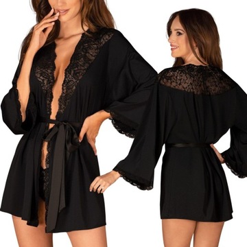 Obsessive Bellastia peniuar czarny szlafrok XL/2XL