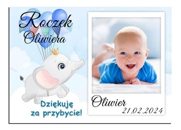FOTO MAGNES Podziękowanie dla gości ze zdjęciem Chrzest Roczek 10x7cm M21