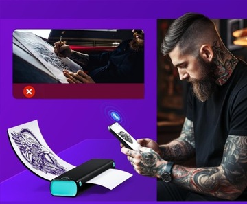 Портативный термопринтер формата А4 без чернил Bluetooth Phomemo M08F Tattoo