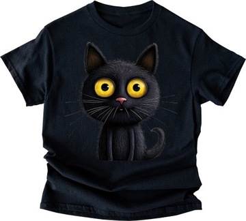 Koszulka z nadrukiem t-shirt dla kociary czarny kot 5XL