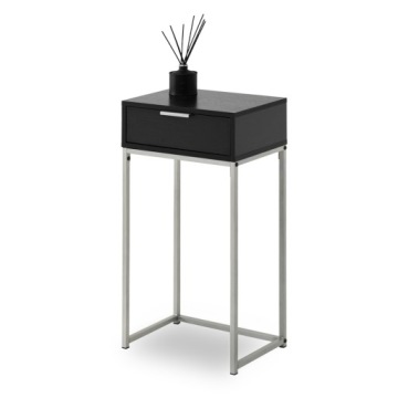 МИНИМАЛИСТИЧНАЯ ЧЕРНАЯ КОНСОЛЬ С ЯЩИКОМ ДЛЯ ГОСТИНОЙ NORA S ХРОМИРОВАННАЯ ОСНОВА