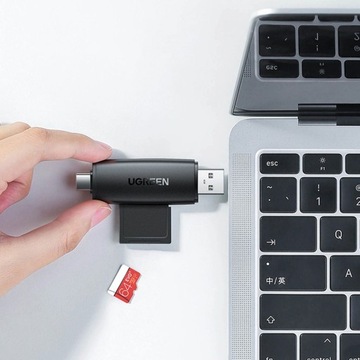 Ugreen adapter czytnik kart SD / micro SD (USB-A / USB-C) czarny