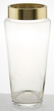 Элегантная стеклянная ваза, прозрачная, золото, 30 см.