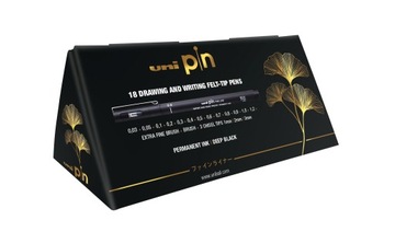 Cienkopisy kreślarskie UNI PIN-200 ZESTAW PIRAMIDA 18 szt. w pudełku / etui
