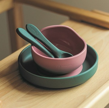 Petite&Mars Силиконовые столовые приборы Misty Green 6мес+