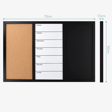 МАГНИТНАЯ ПРОБОЧНАЯ ДОСКА 3в1 70 x 50