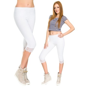 DAMSKIE LEGGINSY 3/4 Z KORONKĄ GETRY RYBACZKI M