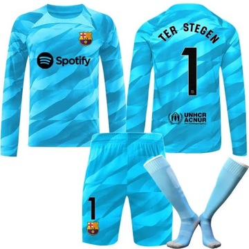 2023-24 FCB Zestaw piłkarski z długim rękawem No. 1 Ter Stegen Bramkarz