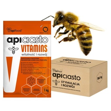 APICIASTO VITAMINS pokarm dla pszczół z witaminami 10 x 1kg karton APIFOOD
