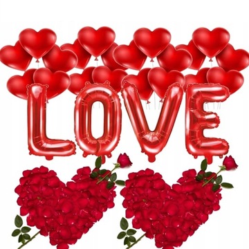 ZESTAW DEKORACJI BALONY WALENTYNKI VALENTINE LOVE