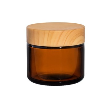 Słoik szklany brązowy 60ml z nakrętką bambusową PP