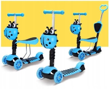 ТРЕХКОЛЕСНЫЙ СВЕТОДИОДНЫЙ БАЛАНСИРОВОЧНЫЙ СКУТЕР 5В1 BIEDRONKA