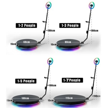 360-градусная фотобудка с чемоданом + крыша и стены, светодиодная RGB-кабина, 80 см, ЛОГОТИП
