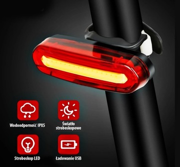 МОЩНЫЙ ВЕЛОСИПЕДНЫЙ ЗАДНИЙ ФОНАРЬ, АККУМУЛЯТОРНЫЙ USB, 120 ЛМ, СВЕТОДИОДНЫЙ ЯРКИЙ СВЕТ