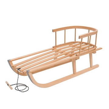 Drewniane sanki z oparciem + siedzisko materac oparcie