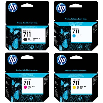 4x TUSZ HP 711 DESIGNJET T120 T125 T130 T520 T525 T530 CZ129A CZ130A CZ131A