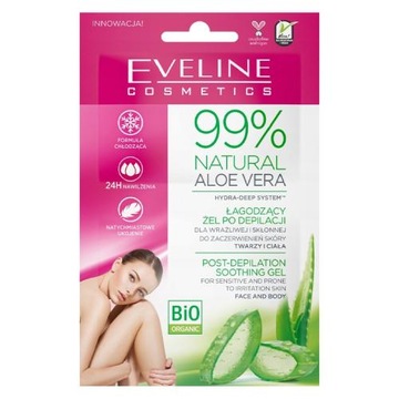EVELINE 99% Natural Aloe Vera Łagodzący żel po depilacji, 2x5ml