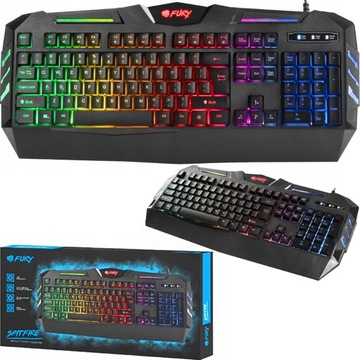 KLAWIATURA DLA GRACZY FURY SPITFIRE PODŚWIETLANA