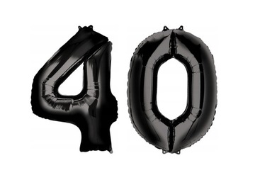 Balony Cyfry Czarne 40 urodziny 100 cm