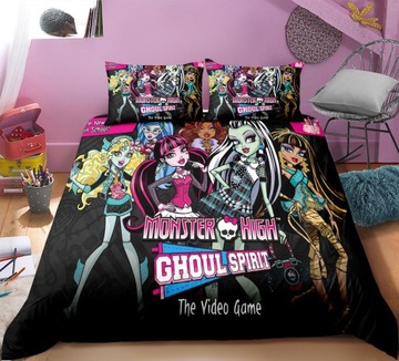 MONSTER HIGH WZÓR ZESTAWY POŚCIELI POSZWA NA KOŁDRĘ Z POSZEWKĄ NA PODUSZKĘ