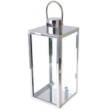 66551 MY HOME LATARNIA SREBRNA LAMPION STAL 40 CM