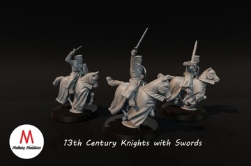 Рыцари 13 века с мечами — 3 позы