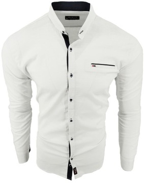 KOSZULA MĘSKA BIAŁA ZE STÓJKĄ SIGN 07 BIAŁA XXXL