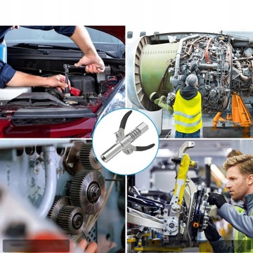 НАКОНЕЧНИК ДЛЯ СМАЗКИ САМОКОНТРЯЩАЮЩИЙСЯ ЗАЖИМ 10 000PSI + ШЛАНГ 30 СМ