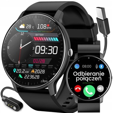 Zegarek Smartwatch Męski POLSKIE MENU PULS SMS FB 220mAh BT5.0 1,28
