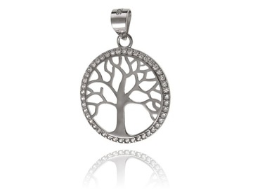 SREBRNA ZAWIESZKA DRZEWO ŻYCIA TREE LIFE CYRKONIE