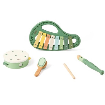 DREWNIANY DUŻY ZESTAW VINTAGE INSTRUMENTY MUZYCZNE CYMBAŁKI CLASSIC WORLD