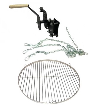 RUSZT DO GRILLA CHROMOWANY Fi 80cm ŁAŃCUCH +KOŁOWROTEK