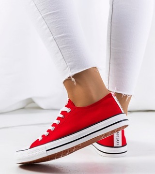Hers Czerwone trampki damskie klasyczne buty 280055R r. 38