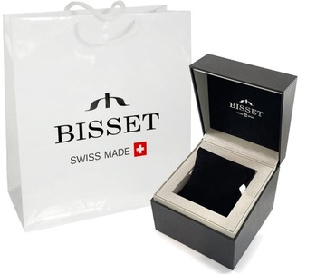 Szwajcarski zegarek męski Bisset złoty - SZAFIR datownik pudełko + GRAWER