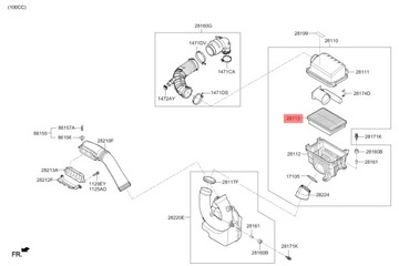 CEED I30 SOUL ELANTRA KONA VELOSTER FILTR VZDUCHU 28113F2000 ORIGINÁLNÍ