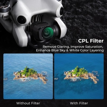 Набор поляризационных фильтров CPL + UV + ND8 + ND16 для DJI Mini 4 Pro K&F