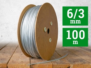 Linka lina stalowa w PCV 3/6mm 100m bezbarwna 1x19