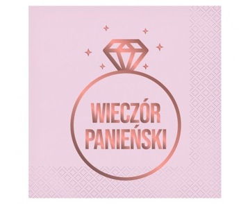 SERWETKI NA WIECZÓR PANIEŃSKI BRIDE TO BE 20szt RÓŻOWE ROSEGOLD