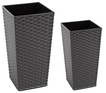 2x Doniczka FINEZJA 30 + 25 + wkład GRAFIT rattan