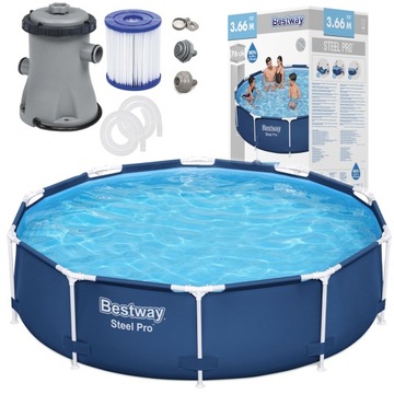 BASEN STELAŻOWY OGRODOWY BESTWAY 56681 366x76cm + POMPA FILTR