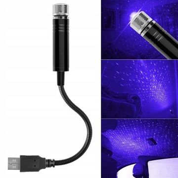 PROJEKTOR LED DO SAMOCHODU USB EFEKT GWIAZD