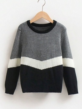Shein czarny chłopięcy sweter w pasy 11/12L 152cm